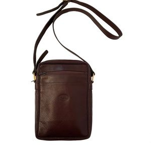 Vintage Longchamp Leather Brown Shoulder Bag Made in France Slim Crossbody